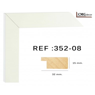 White wood moulding 32x15 mm