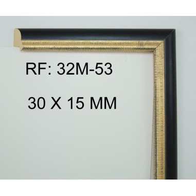 Moldura Negra y Oro de 30 x 15 mm