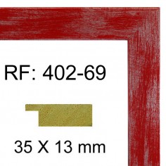 Moldura Plata y Rojo 35x13 mm