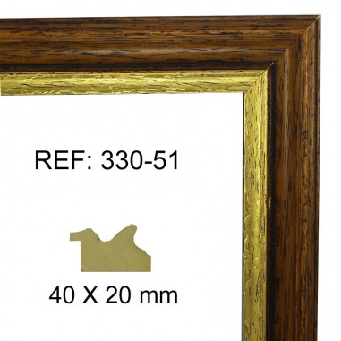 Walnut and Gold moulding 40 x 20 mm