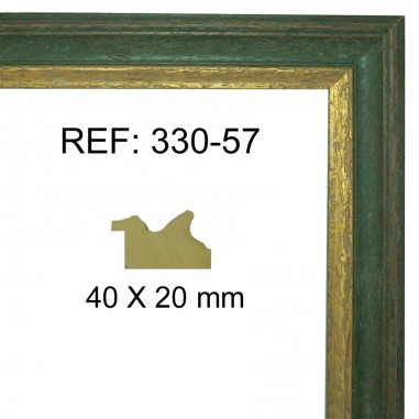 Gold and Green moulding 40 x 20 mm
