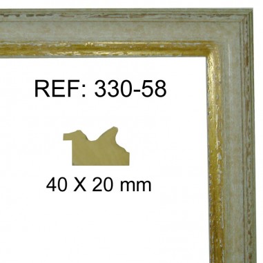 White and Gold moulding 40 x 20 mm