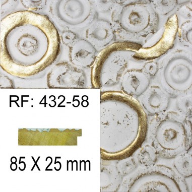 Moldura Blanca y Oro 85 x 25 mm