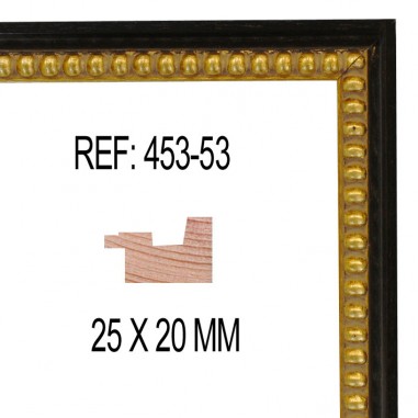 Black and Gold moulding 25 x 20 mm