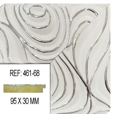 White and Silver moulding 95 x 30 mm