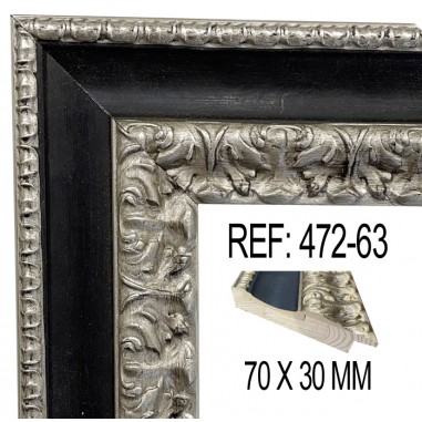 Silver and Black moulding 70 x 30 mm