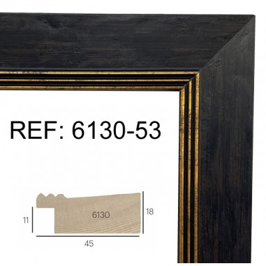 Black and Gold wood moulding  45 x 20 mm