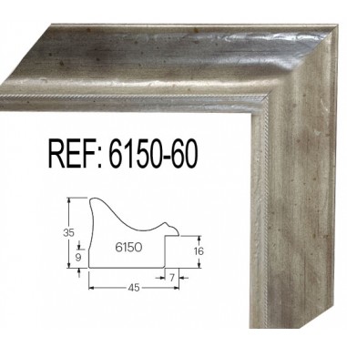 Silver wood moulding  45 x 35 mm