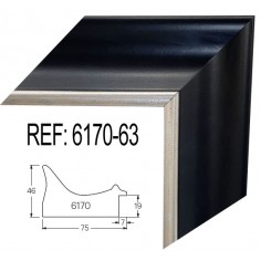 Moldura Plata y Negro de 75...