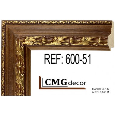 Walnut and gold moulding 60x35 mm