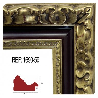 Gold and Red moulding 75 x 38 mm