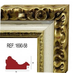 Moldura  Oro y Blanco 75 x...