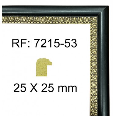 Black and Gold wood moulding  25 x 25 mm