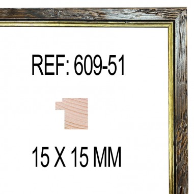 Walnut and gold moulding 15 x15 mm