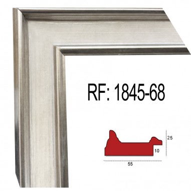 Moldura Plata y Blanco 55x25 mm