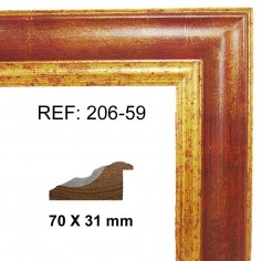 Gold and red moulding 70x30 mm
