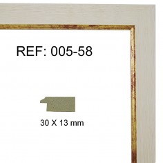 White and gold moulding 30x13 mm